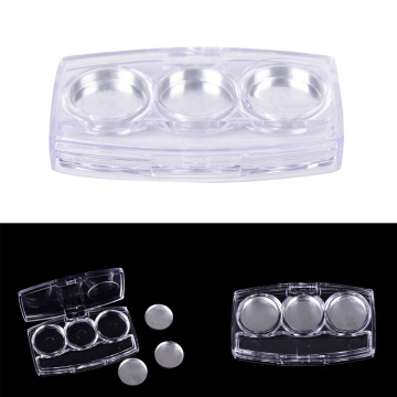 DIY Empty 3 Round Grids Eyeshadow Lipstick Powder Box Case Cosmetic Packing+3Pcs Palette Eyeshadow Powder Cosmetics