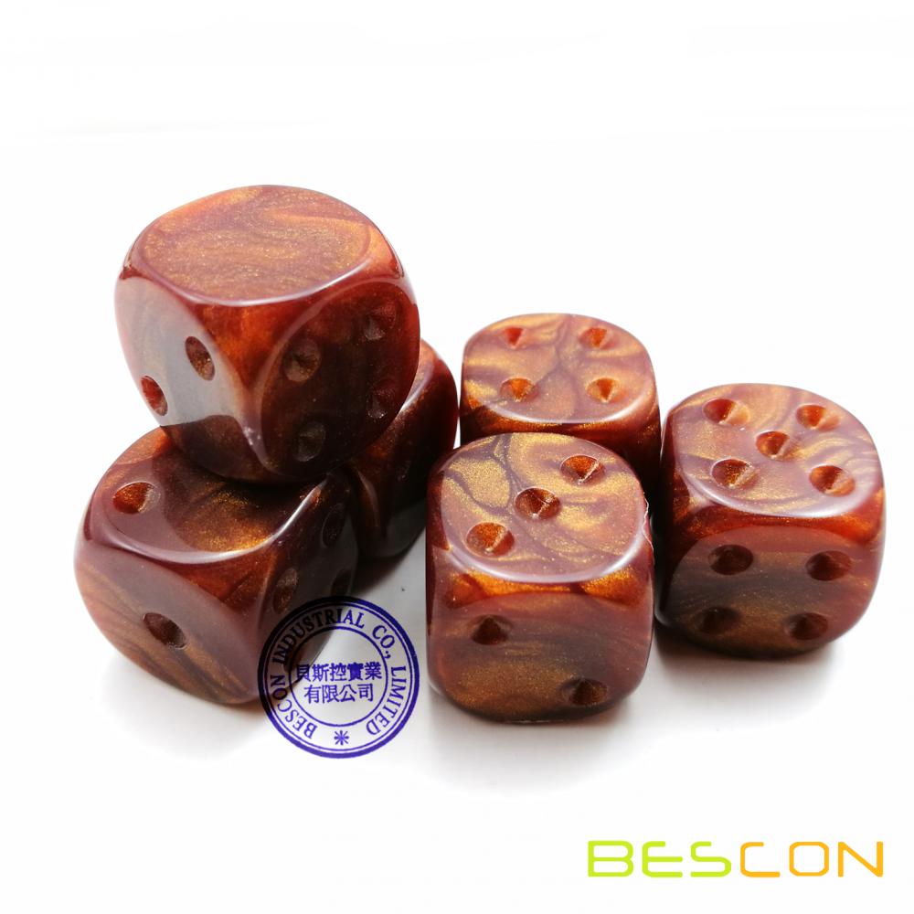 Bescon Raw Unpainted Marble 16MM D6 Game Dice with Blank 6th Side, 3 Assorted Color Set of 18pcs, Blank Marble Cube