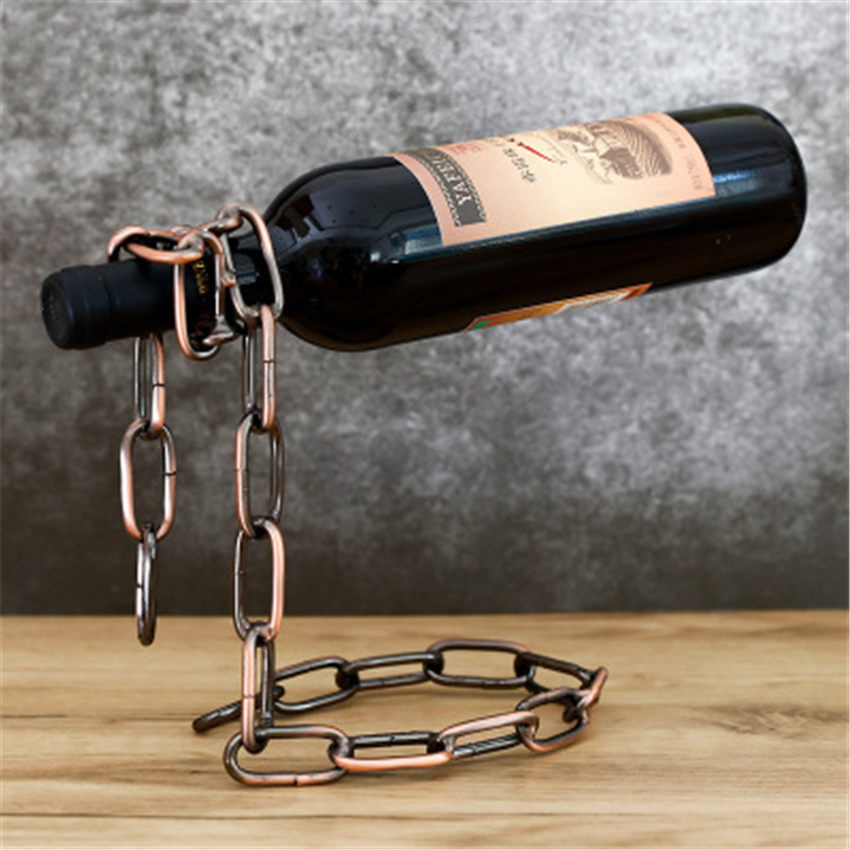 Magic Metal Suspension iron Chain Wine Racks European Retro Creative Handmade Restaurant Bar Stand Bracket Display Stand