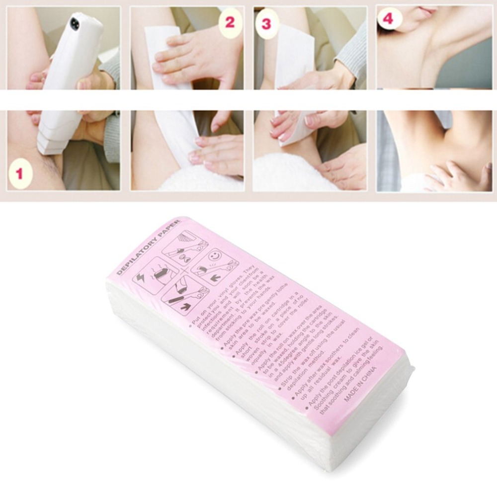 100Pcs Depilatory Wax Hair Removal Wax Strips Non-Woven Fabric Waxing Strips for Depilation Beauty Tool For Leg Hair Removal Wax