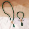 Protection Malachite Crystal Beaded Necklace for Women Cute Daisy Flower Gold Pendant Choker Necklace for Girl Dainty Handmade B