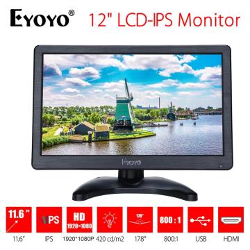 EYOYO EM12D 12 inch IPS FHD CCTV Monitor LCD Screen 1920x1080 HDMI VGA BNC AV for PC Computer Camera DVD Security CCTV DVR 12V