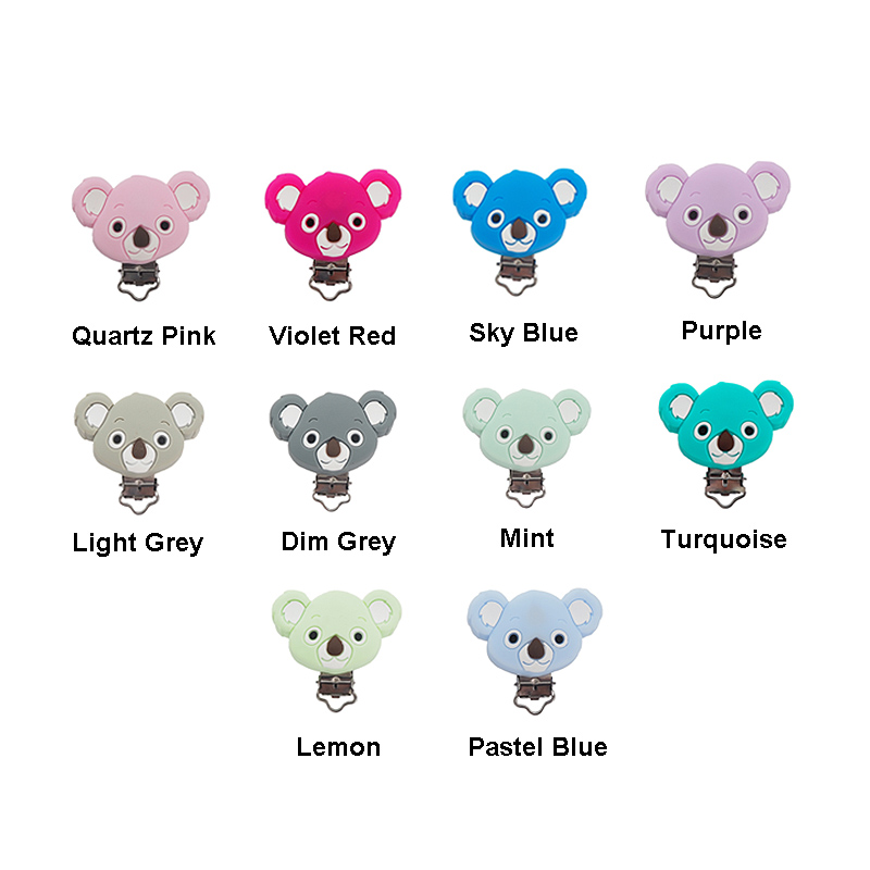Chenkai 50PCS Round Bear Star flower Silicone Round Teether Clips DIY Baby Pacifier Dummy Chain Soother Nursing Toy Clips