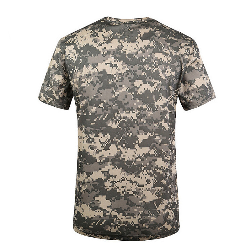 New Outdoor Hunting T-shirt Men Breathable Army Tactical Combat T Shirt Military Dry Sport Camo Camp Tees-ACU Green S
