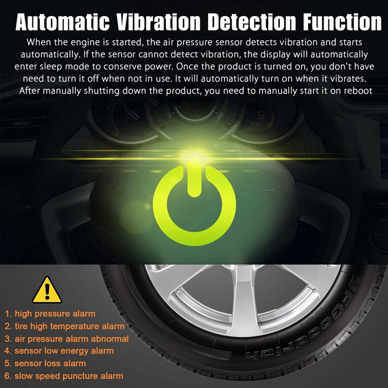 Wireless Solar Tpms Car Tire Pressure Temperature Monitoring System Lcd Color Sn with 4 External Sensors