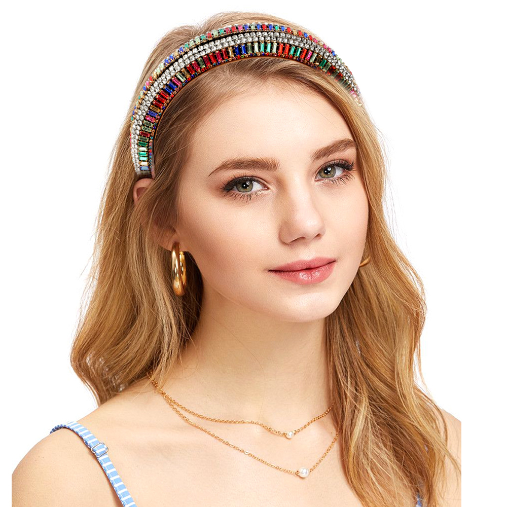 Baroque Rhinestone Tiara Hairband Elegant Hair Jewelry Bohemian Padded Crystal Crown Headbands Wedding hair accessories haarband