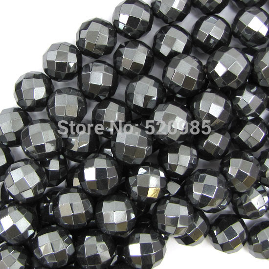 Free Shipping Natural Stone Faceted Black Hematite Beads 4 6 8 10 MM 16" Per Strand Pick Size No.HB32
