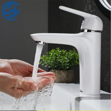 White Stylish Elegant Bathroom Basin Faucet Vessel Sink Water Tap Mixer Chrome Finish ABS Plastic Material Bathroom Tap