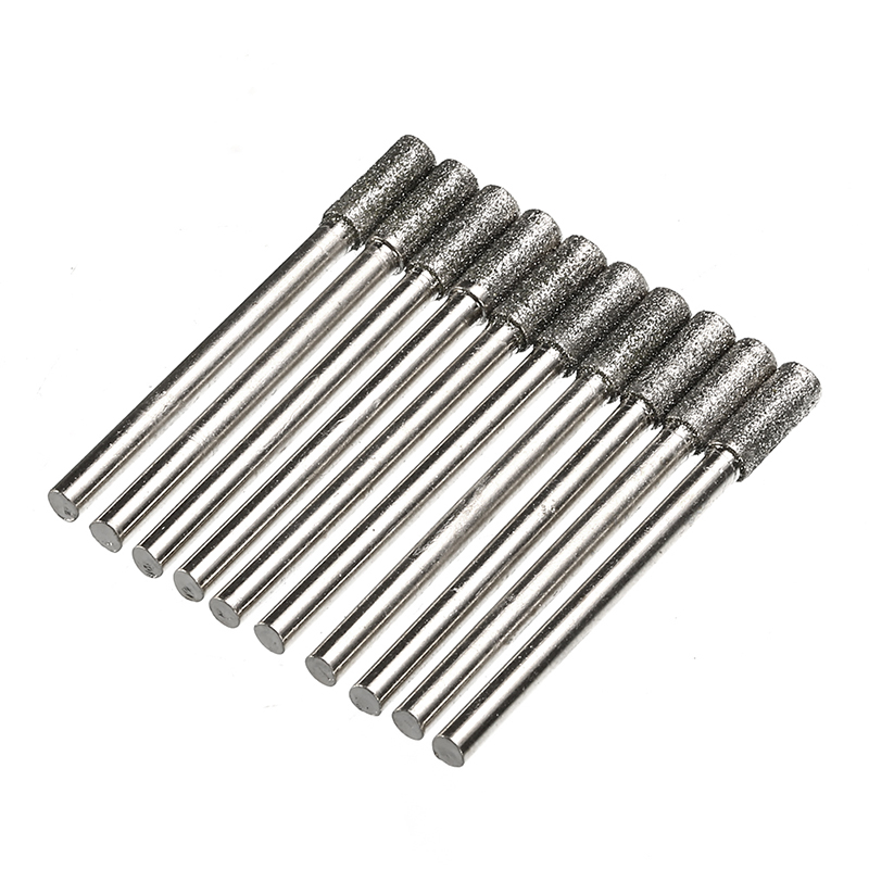 10PCS 4mm Diamond Coated Cylindrical Burr Chainsaw Sharpener Stone File Chain Saw Sharpening Carving Grinding Tools