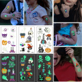 10Pcs Halloween Luminous Tattoo Ghost for Kids Fake Tattoo Witch Glowing In Dark Waterproof Temporary Tattoo Stickers Body Art,Q