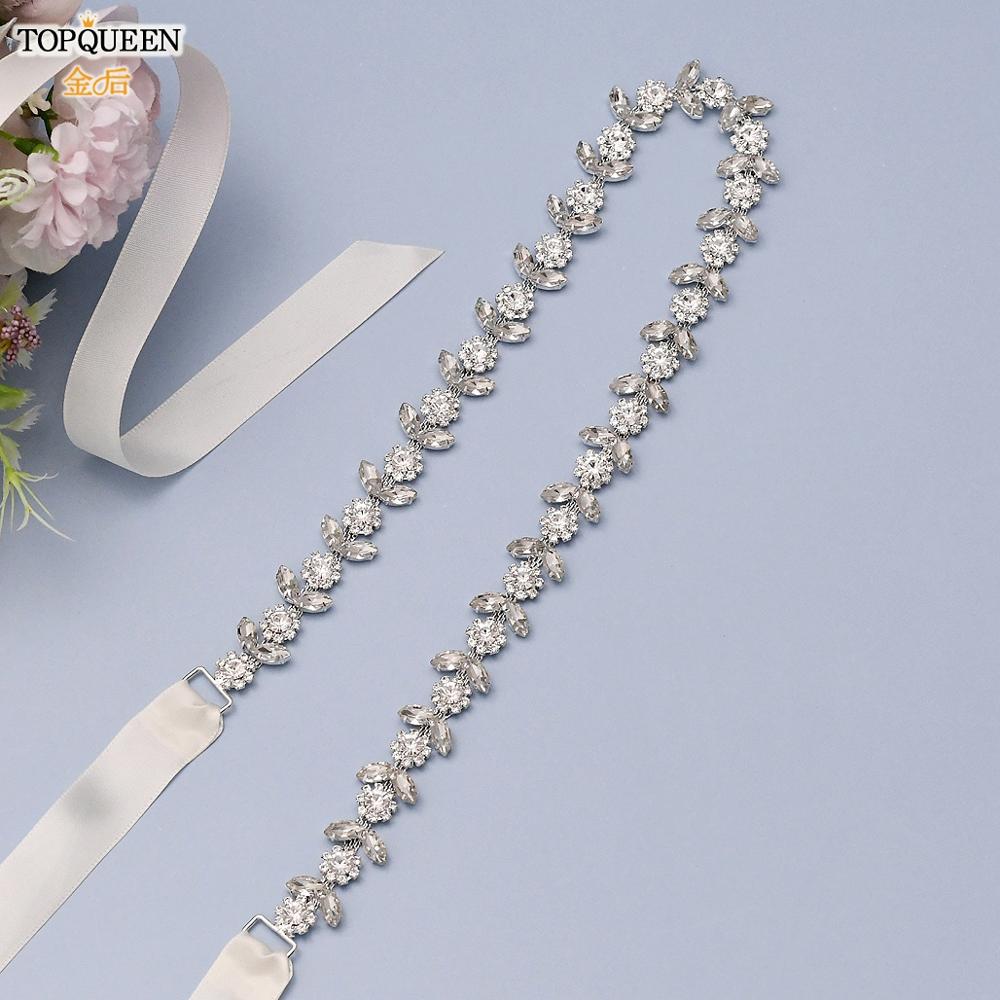 TOPQUEEN S440 Thin Bridal Belt Wedding Belt for Bride Dress Women Silver Belts for Dresses Wedding Gown Belt Belts for Girls