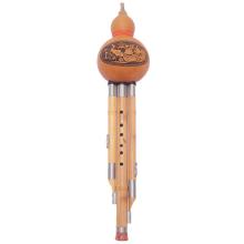 Chinese Handmade Bamboo Flute Hulusi Bamboo Gourd Cucurbit Flute Ethnic Musical Instrument bB/C Key (Random Pattern)