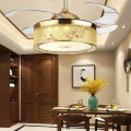 IKVV New Chinese Led Invisible Fan Lamp Ceiling Fan Lamp Simple Dining Room With Lamp Fan Living Room Bedroom Study Eectric Fan