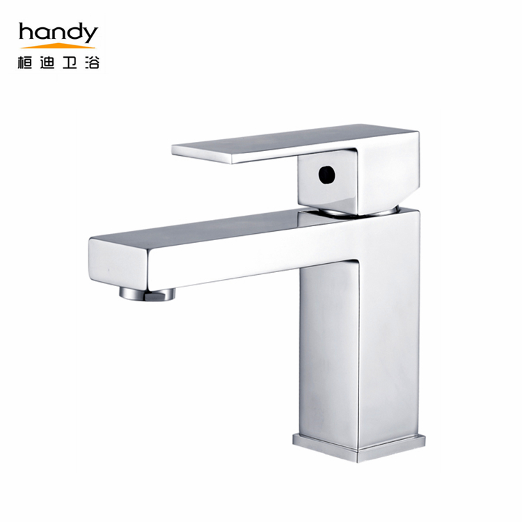 Brass chromed square single handle basin mixer taps