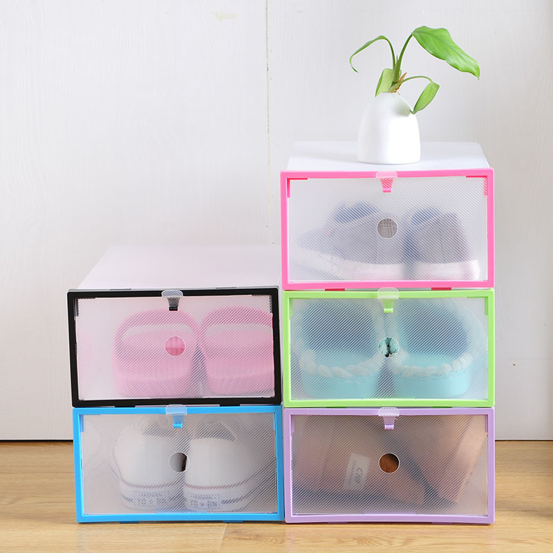 Thick crystal transparent color shoe box plastic DIY folding drawer For Home shoe storage box organizer Shoe Hanger Wardrobe