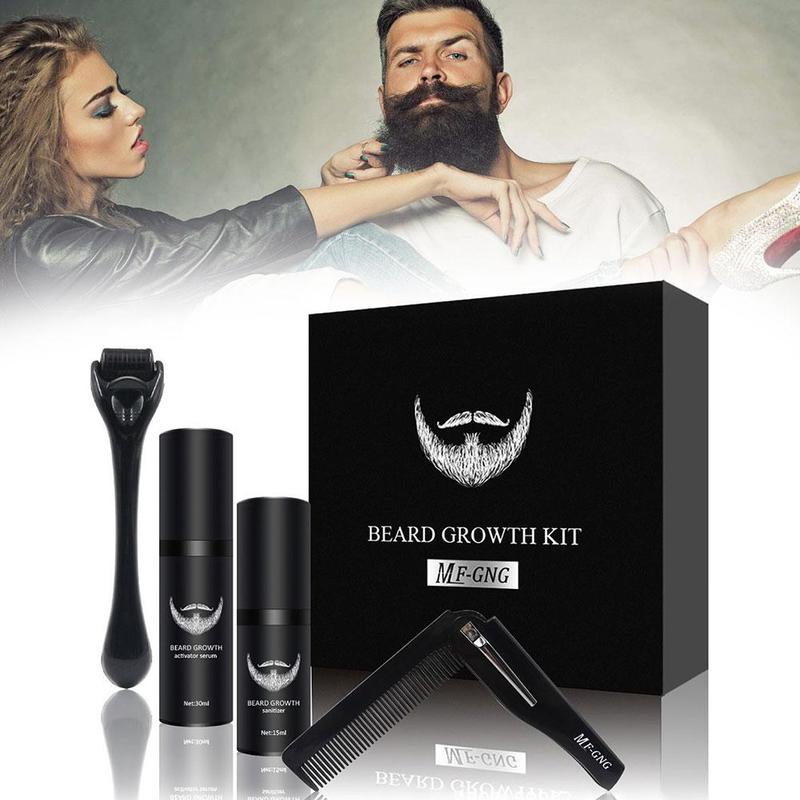 Professional Beard Growth Kit Hair Growth Enhancer Set Care With Nourishing Oil Essential Growth Comb Set Beard Bear C3C4