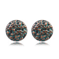 Verdigris Patina Retro Green Hammered Round Stud Earring Bohemian Ethnic Ancient Copper Greek Vintage Women Jewelry