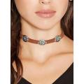 Leather Choker for Women Turquoise Gemstone Necklace For Girl