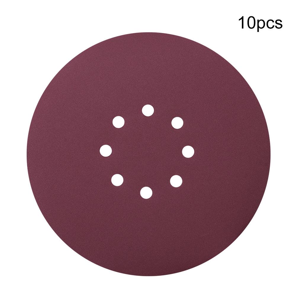 10pcs 225mm 9Inch 8 Hole Sander Disc Sanding Polish Paper Sandpaper 80/ 100/ 120/ 150/ 180/ 240/ 320/ 400/ 600/ 800/ 1000 Grit