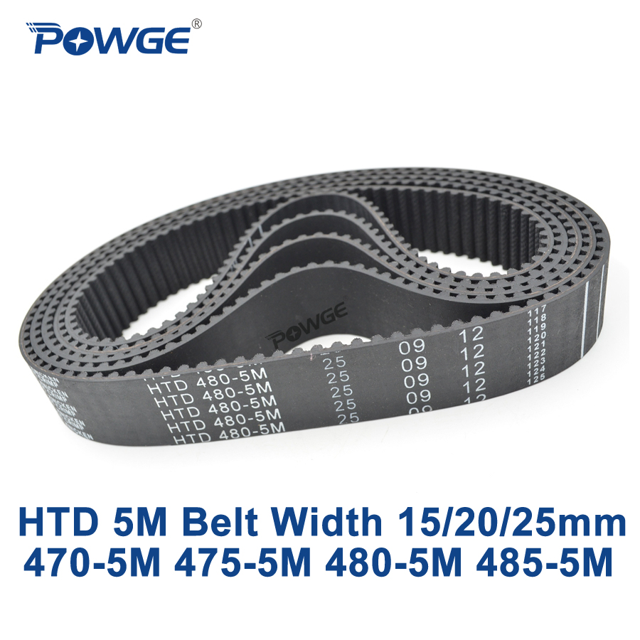 POWGE HTD 5M Timing belt C=470/475/480/485 width 15/20/25mm Teeth 94 95 96 97 HTD5M synchronous Belt 470-5M 475-5M 480-5M 485-5M