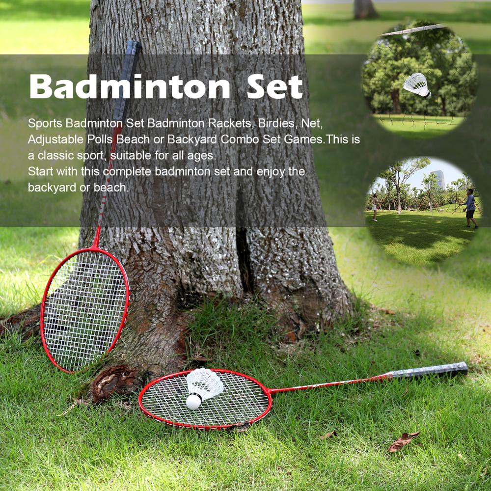 Outdoor Sports Badminton Set Badminton Rackets Birdies Net Adjustable Polls Beach Backyard tennis Ball badminton shuttlecock