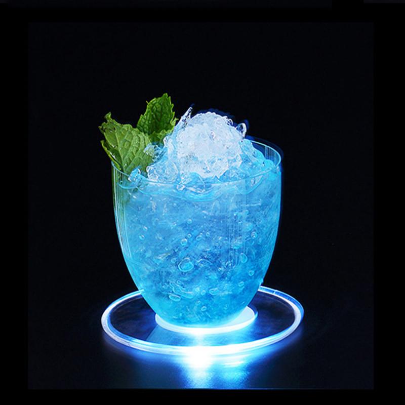 Acrylic Crystal Ultra-Thin Led Light Coaster Cocktail Coaster Flash Bar Bartender Lighting Base Lamp Placemat For Dining Table