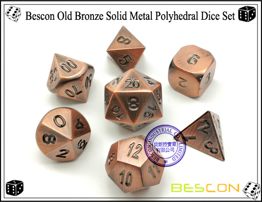 Bescon Old Bronze Solid Metal Polyhedral Dice Set-2