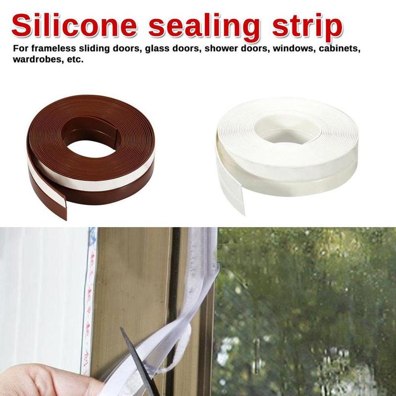 2.5*100cm Window Seal Strip Door Noise Stopper Silicone Self-adhesive Windproof Sealing Strip Prevent Bugs Weatherstrip