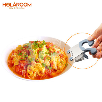 Holaroom Practical Heat Resistant Spoon Clip Pot Tongs Portable Stainless Steel Pot Clip Side Clips Rubber Grip Kitchen Gadgets