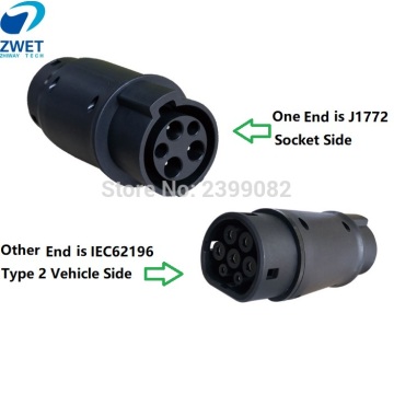 ZWET j1772 EV Adaptor Socket 32A Electric Vehicle Car EV Charger Connector Type 1 and Type2 Electric Vehicle Charging Adapte