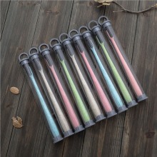 10pcs Organic Wheat handle bamboo charcoal Adult Toothbrushes Biodegradable Eco friendly recyclable travel tooth brush tube box