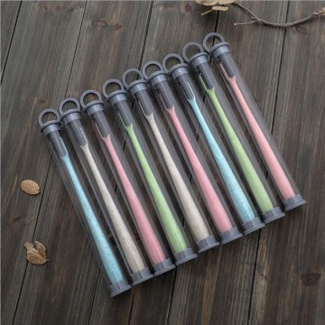 10pcs Organic Wheat handle bamboo charcoal Adult Toothbrushes Biodegradable Eco friendly recyclable travel tooth brush tube box