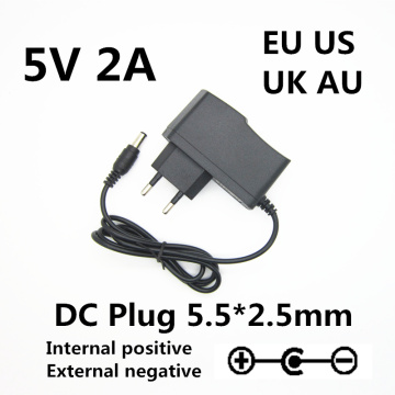 1PCS AC/DC Adapter 5V 2A Switching Power Supply Charger For guitar foot pedal Effect adapter Reverse Polarity Negative Inside