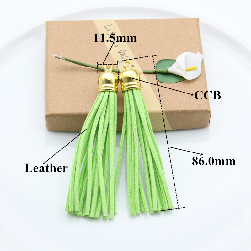 FISHWAVES 10pcs Colorful Silk Tassels Fringe Diy Key Chain Earrings Charm Leather Tassel Large CCB New Fashion Accessories 86mm