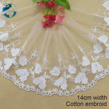 14cm width white lace cotton embroidery lace french lace ribbon fabric guipure diy trims warp knitting sewing Accessories#4178