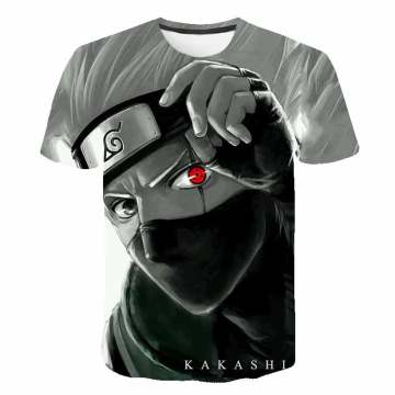 Harajuku Japanese anime Kakashi shirt boys and girls 3D printed T-shirt role-playing jersey action role T-shirt children's tops