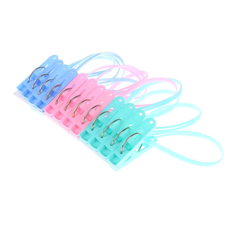 12pcs Plastic Clothes Peg Home Travel Portable Storage Hangers Rack Towel Clothespins Windproof Clothes Pegs Fixed Hanging Clip