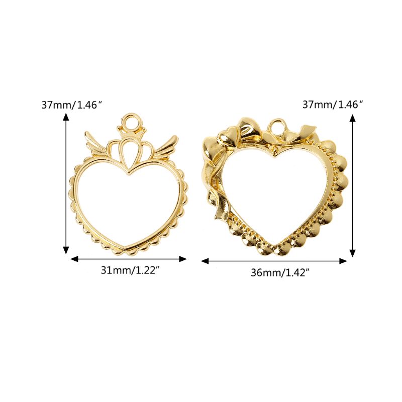 2Pcs Bowtie Wing Heart Resin Blank Frame Pendant Open Bezel Resin Jewelry Making