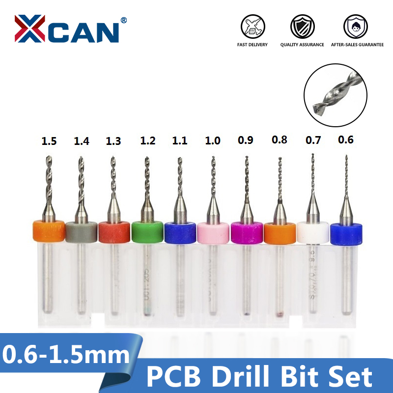 Free Shipping 10pcs 0.6mm-1.5mm Import Carbide PCB Drill Bits Print Circuit Board Mini CNC Drilling Bit Set