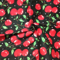 New Arrival! Red Cherry Printed Cotton Spandex Fabric 50x125cm