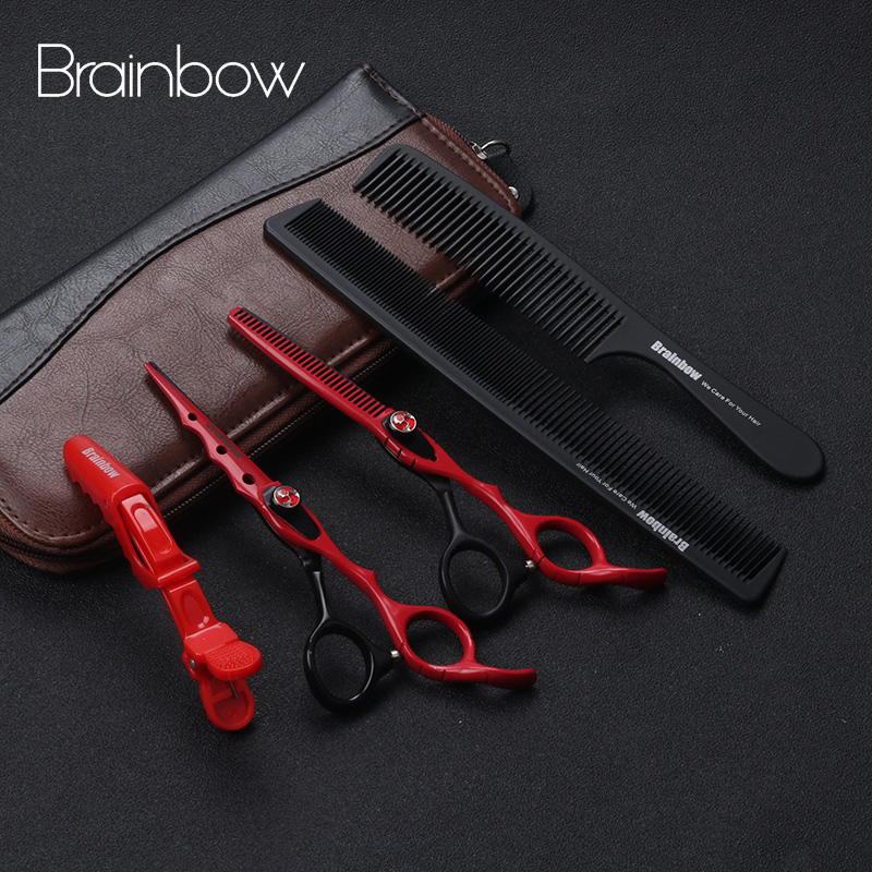 Brainbow 6.0 'Japan Hairdressing Scissors Hair Cutting Thinning Scissors Set Barber Shears Tijeras Pelo High Quality Hair Salon