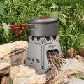 Lixada Compact Folding Titanium Wood Stove with Mini Alcohol Stove Camping Stove for Outdoor Camping Cooking Picnic Hiking