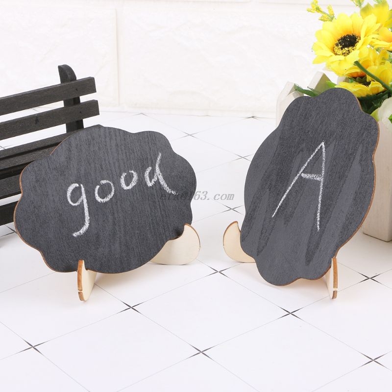 10pcs Wooden Mini Blackboard Cloud Shape Table Sign Memo Message Stand Chalk Board Wedding Party Decoration Supplies