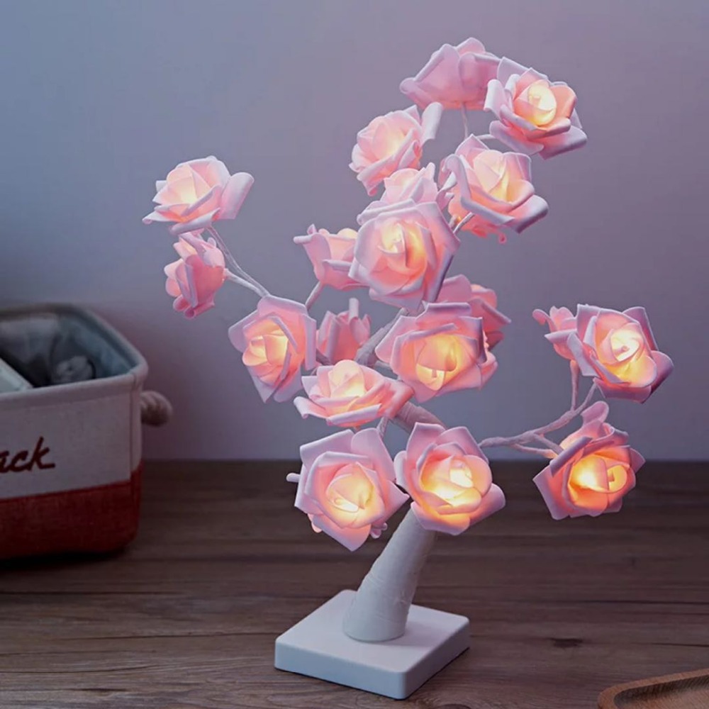 Christmas led tree decoration 24LED Light Night Lamp Romantic Flower Warm Rose Tree Light Wedding Holiday Decoration