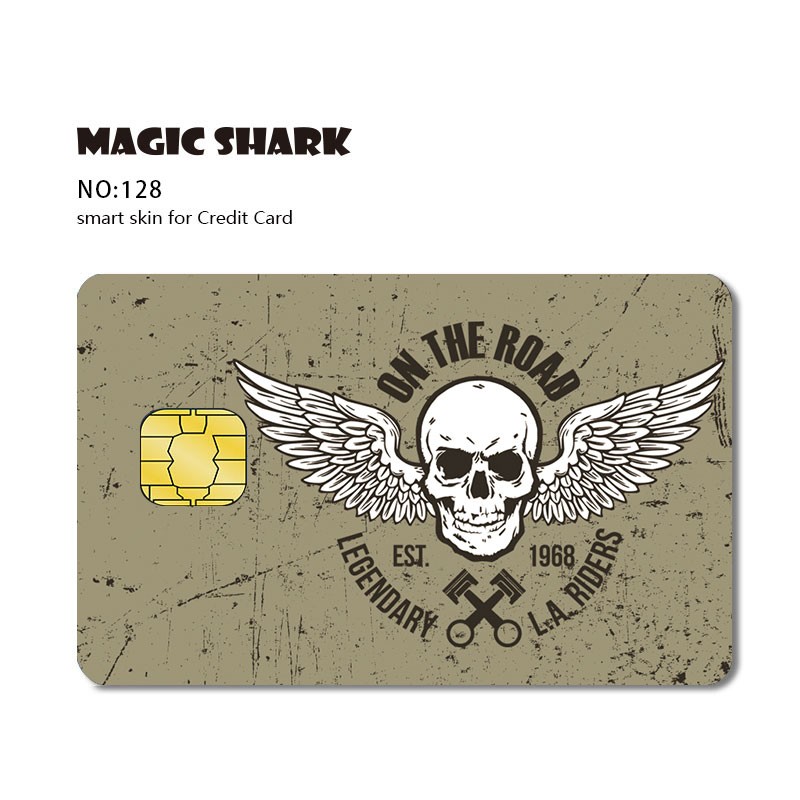 Fashion credit card sticker Bear Flower Skull Cartoon Sticker Tape Skin Case Cover for Small Big Chip Credit Card