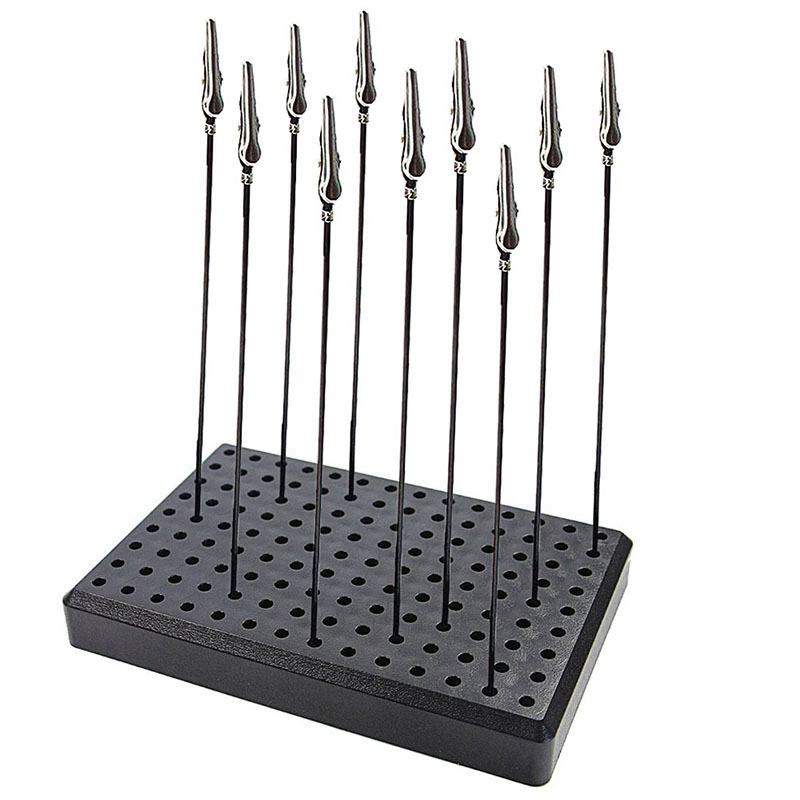 9 x 14 Holes Painting Stand Base with 10Pcs Metal Alligator Clip Stick Modeling Tool Set Toys Hobbies Accessories