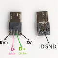 10pcs/lot YT2153Y Micro USB 4pin Male Connector Plug White/black Welding Data OTG Line Interface DIY Data Cbale Drop Shipping