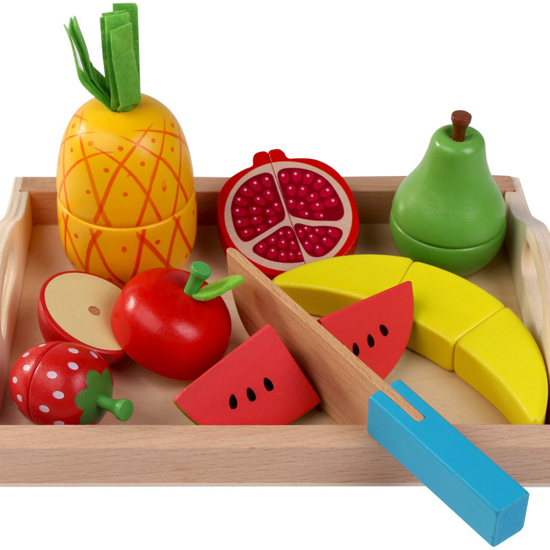 Wooden Food Kitchen Toys Simulation Vegetables Fruits Magnet Kitchen Toys Breakfast Children's Educational Play House Toys