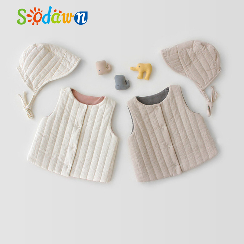 Sodawn Baby Girls Vest Outwear Button Coat Waistcoat Warm Waistcoat Jacket Autumn Winter Clothes With Hat