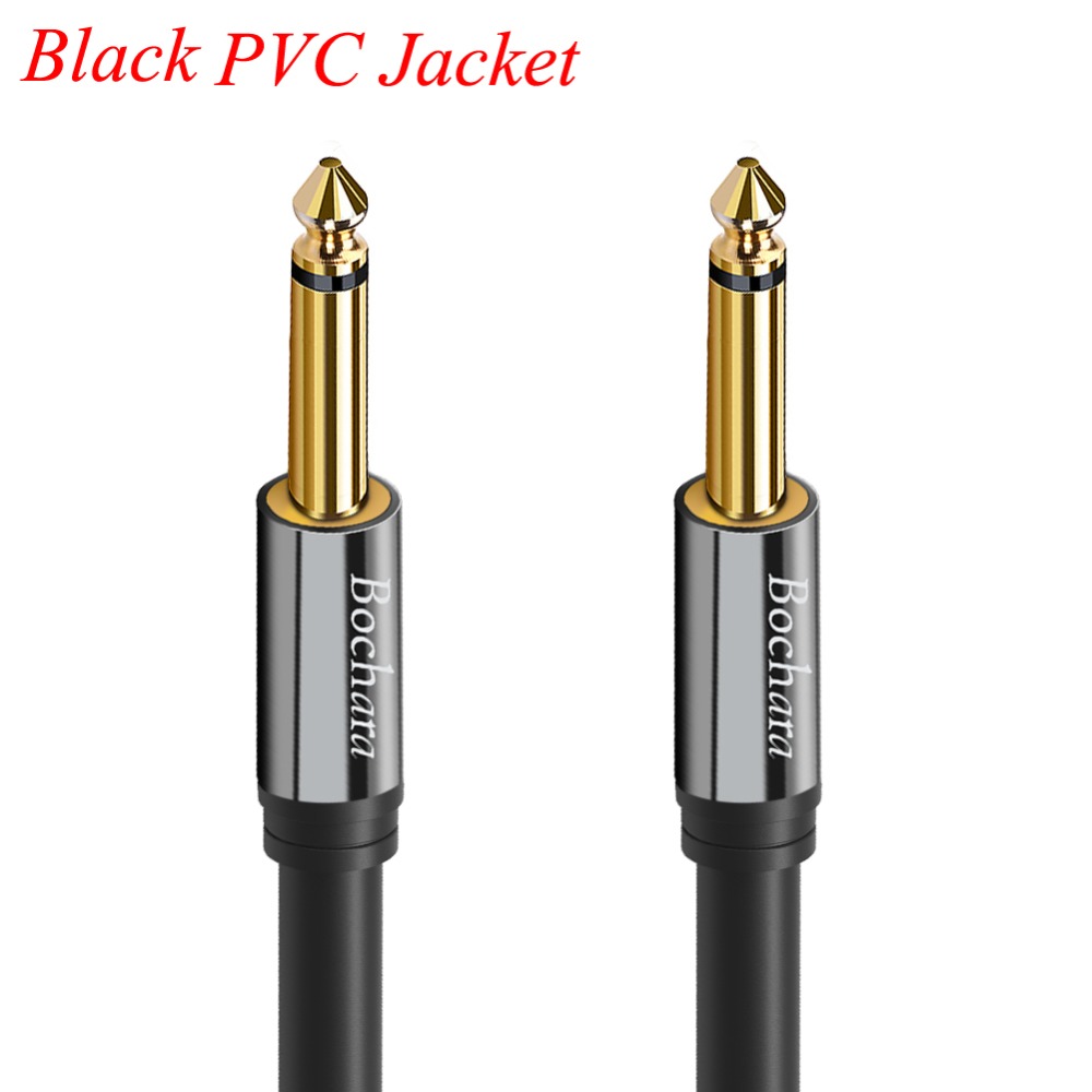 Bochara Guitar instrument Cable 1/4 Inch 6.35mm TS to 6.35mm TS OFC Audio Cable Foil+Braided Shielded 2m 3m 5m 10m